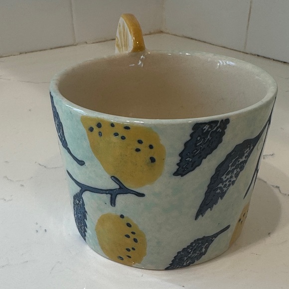 Anthropologie Blue and Yellow Lemon Mug - Picture 4 of 8